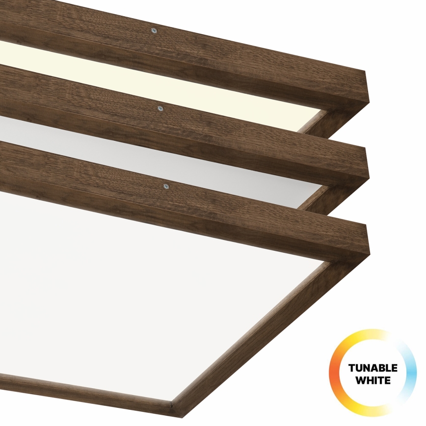 BRILAGI - LED ar regulējamu spilgtumu vannasistabas griestu gaismeklis WOODY FRAME LED/50W/230V ozols/valrieksts 60x60 cm 3000-6000K IP44 + tālvadība