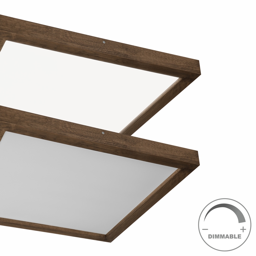 BRILAGI - LED ar regulējamu spilgtumu vannasistabas griestu gaismeklis WOODY FRAME LED/50W/230V ozols/valrieksts 60x60 cm 3000-6000K IP44 + tālvadība