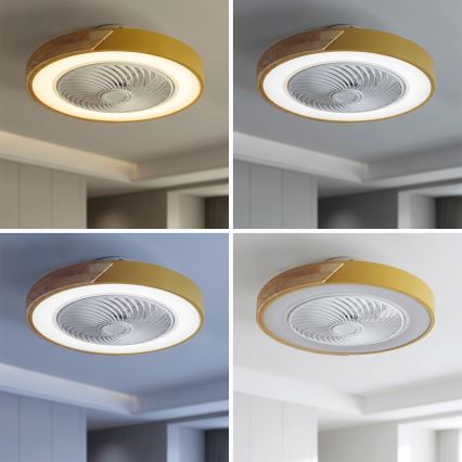 Brilagi - LED regulējams griestu gaismeklis ar ventilatoru LED/38W/230V 3000–6500K Ø 50 cm zelta/ozols + tālvadības pults