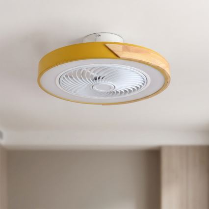Brilagi - LED regulējams griestu gaismeklis ar ventilatoru LED/38W/230V 3000–6500K Ø 50 cm zelta/ozols + tālvadības pults