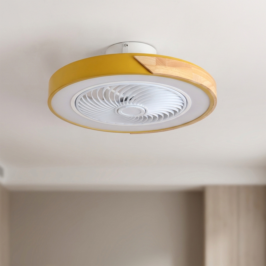Brilagi - LED regulējams griestu gaismeklis ar ventilatoru LED/38W/230V 3000–6500K Ø 50 cm zelta/ozols + tālvadības pults