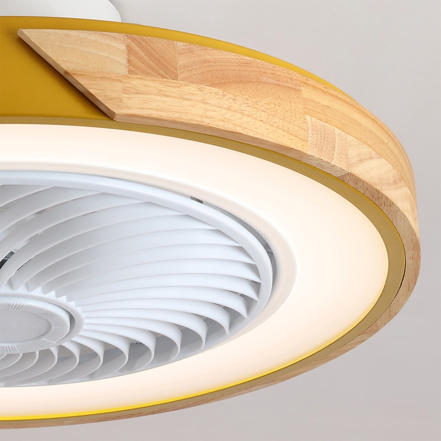 Brilagi - LED regulējams griestu gaismeklis ar ventilatoru LED/38W/230V 3000–6500K Ø 50 cm zelta/ozols + tālvadības pults