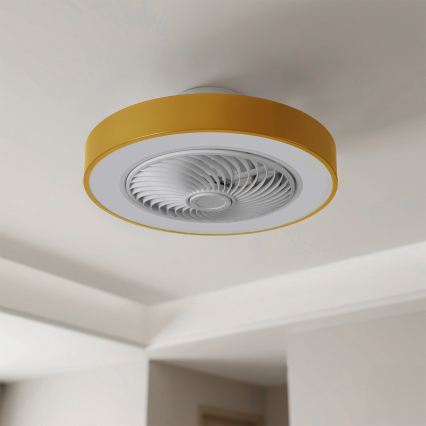 Brilagi - LED aptumšojams griestu gaismeklis ar ventilatoru LED/38W/230V 3000-6500K 3000-6500K Ø 50 cm zelta + tālvadības pults