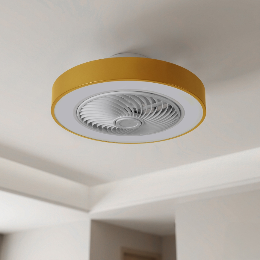 Brilagi - LED aptumšojams griestu gaismeklis ar ventilatoru LED/38W/230V 3000-6500K 3000-6500K Ø 50 cm zelta + tālvadības pults