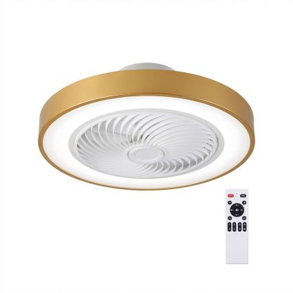 Brilagi - LED aptumšojams griestu gaismeklis ar ventilatoru LED/38W/230V 3000-6500K 3000-6500K Ø 50 cm zelta + tālvadības pults