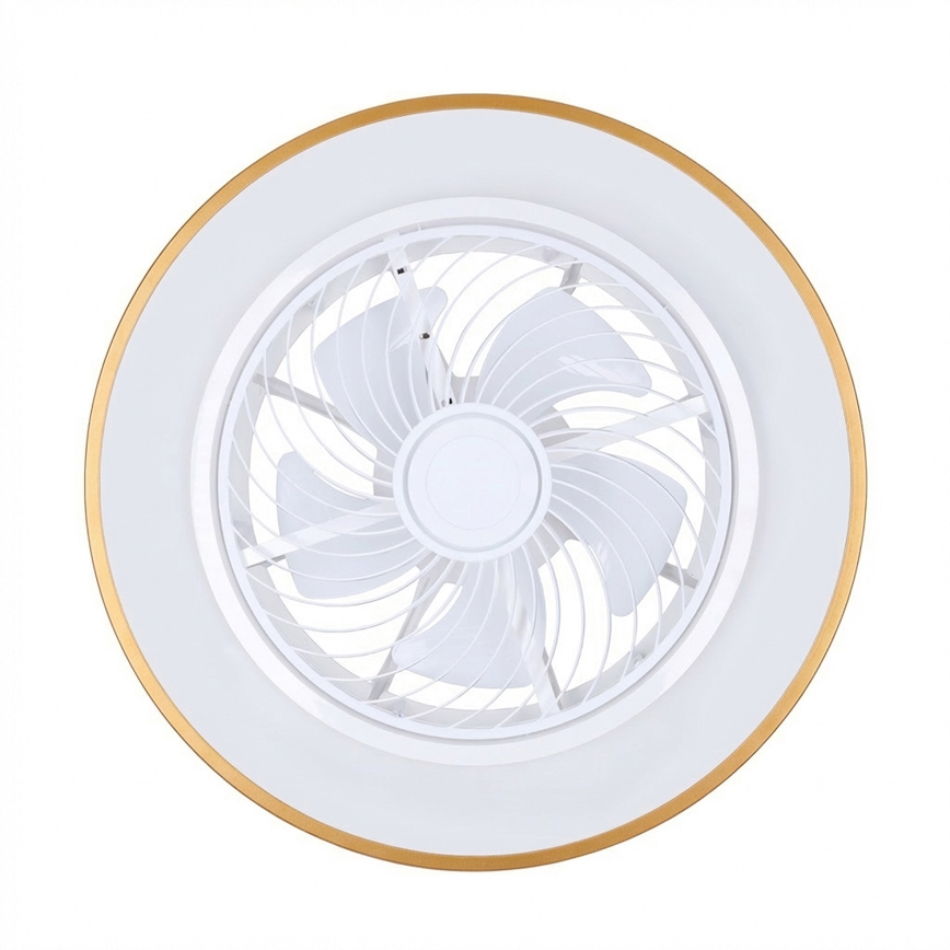Brilagi - LED aptumšojams griestu gaismeklis ar ventilatoru LED/38W/230V 3000-6500K 3000-6500K Ø 50 cm zelta + tālvadības pults