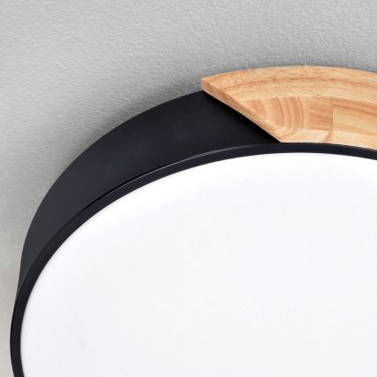 Brilagi - LED aptumšojams griestu gaismeklis PILANA LED/60W/230V 3000-6500K ozols/melns diam. 58,5 cm + tālvadības pults