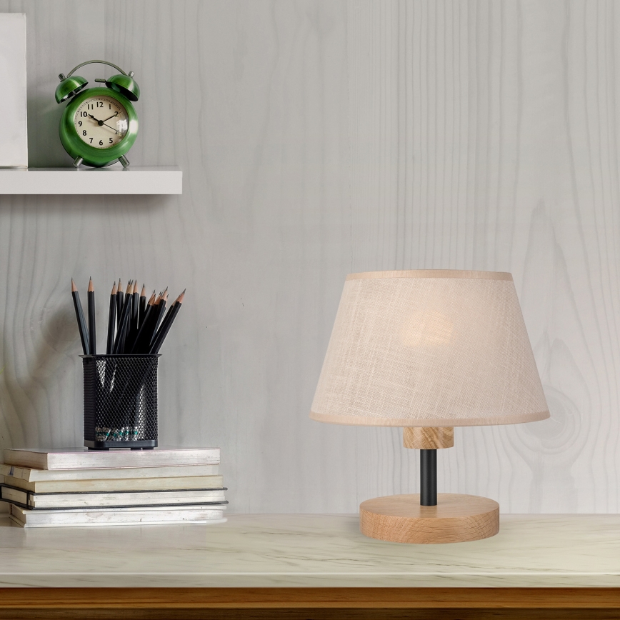 Brilagi - LED Galda lampa ANTHONY 1xE27/60W/230V ozols/bēša