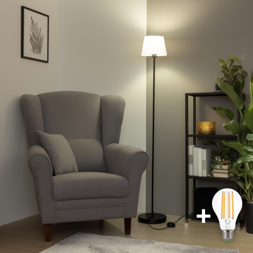 Brilagi - LED grīdas lampa CERIA 1xE27/40W/230V Ø 20,5 cm balta/melna