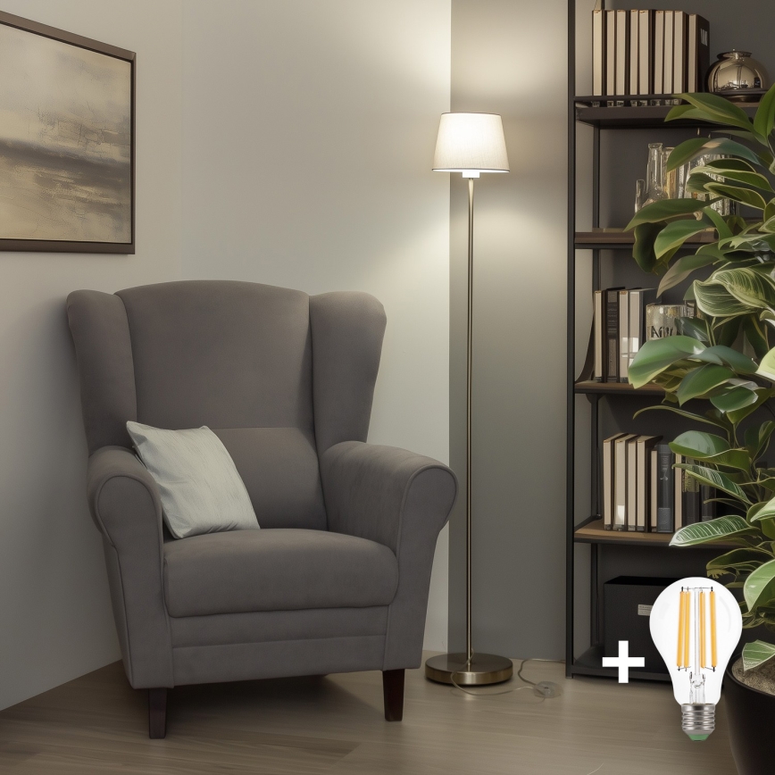 Brilagi - LED grīdas lampa CERIA 1xE27/40W/230V Ø 20,5 cm pelēka/matēts hroms