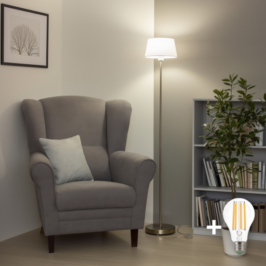 Brilagi - LED grīdas lampa CERIA 1xE27/40W/230V Ø 25 cm balta/matēts hroms