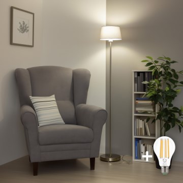 Brilagi - LED grīdas lampa CERIA 1xE27/40W/230V Ø 25 cm pelēka/matēts hroms