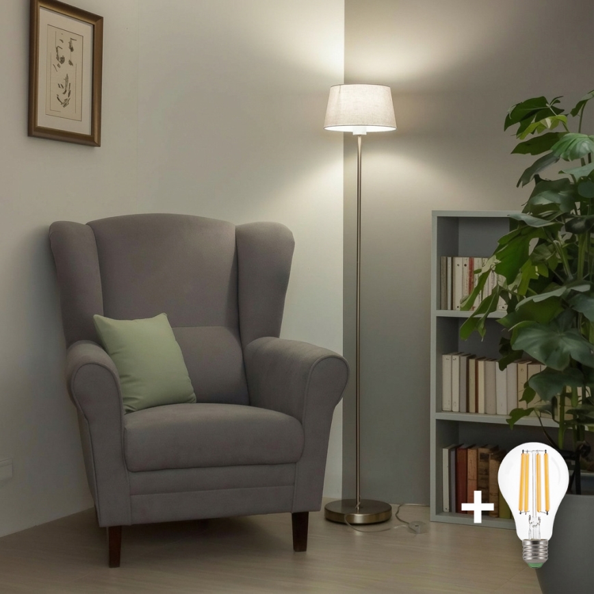 Brilagi - LED grīdas lampa CERIA 1xE27/40W/230V Ø 30 cm balta/matēts hroms