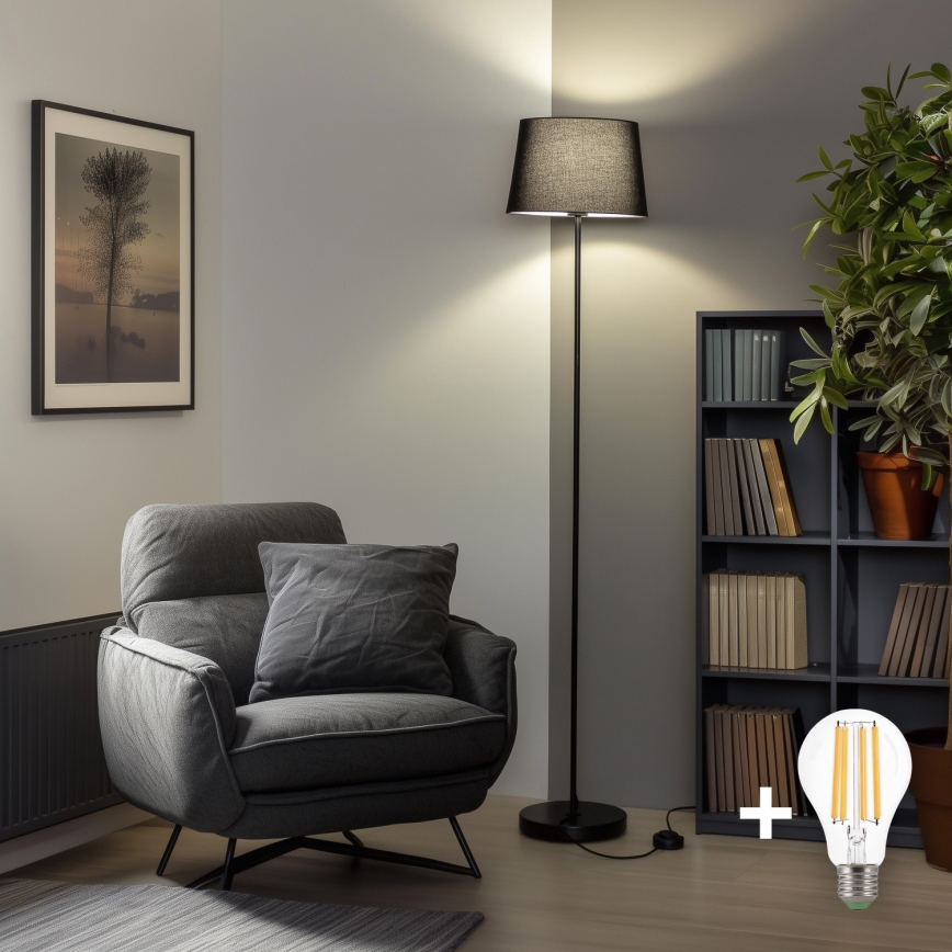 Brilagi - LED grīdas lampa CERIA 1xE27/40W/230V Ø 30 cm melna