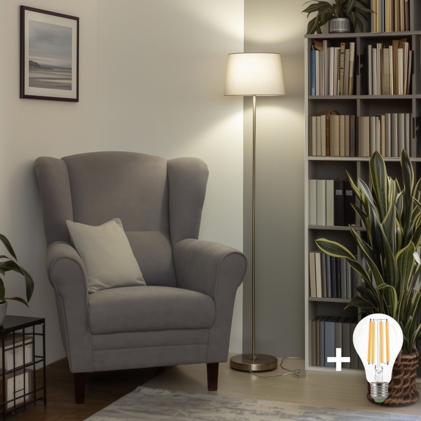 Brilagi - LED grīdas lampa CERIA 1xE27/40W/230V Ø 30 cm pelēka/matēts hroms