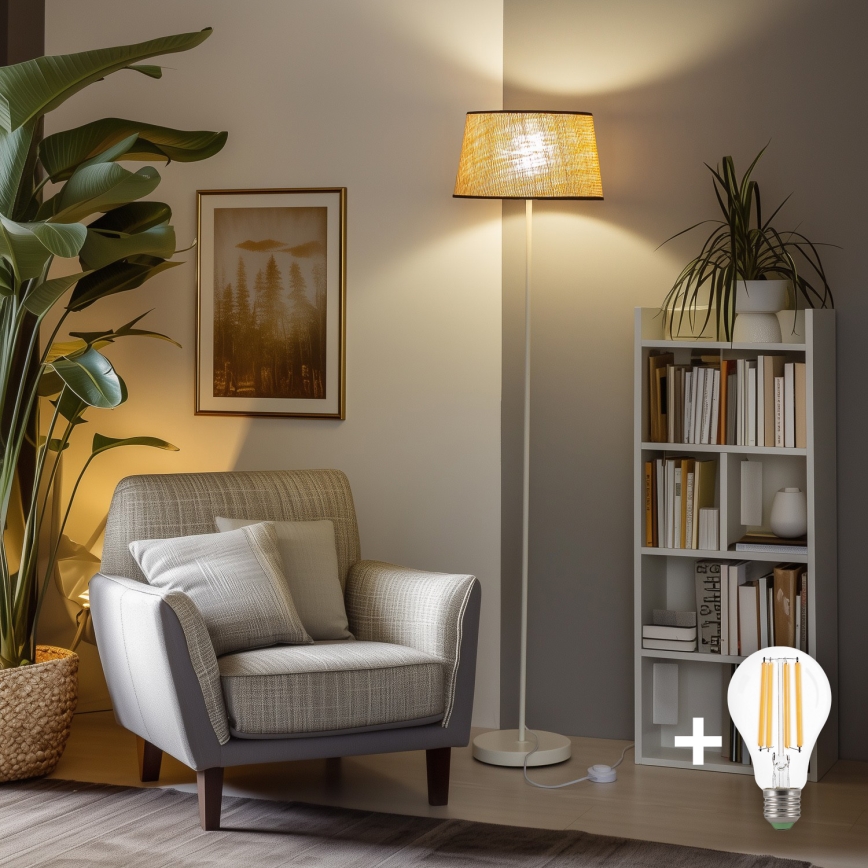 Brilagi - LED grīdas lampa CERIA 1xE27/40W/230V Ø 35 cm bēša/balta