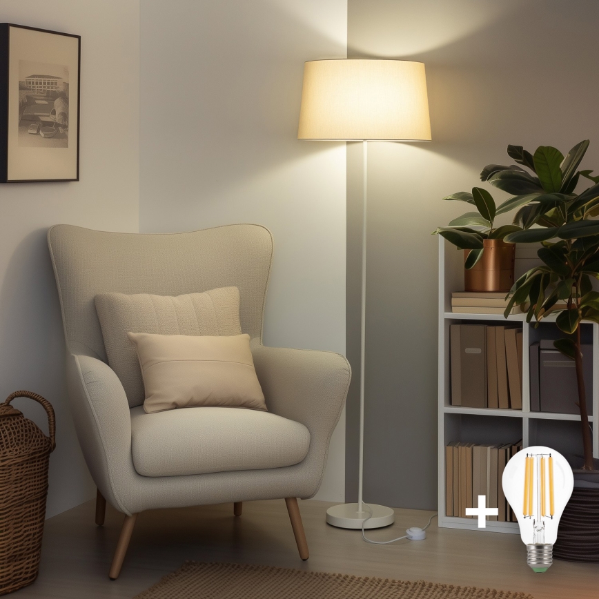 Brilagi - LED grīdas lampa CERIA 1xE27/40W/230V Ø 45 cm bēša/balta