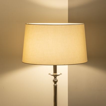 Brilagi - LED grīdas lampa CERIA 1xE27/60W/230V Ø 45 cm spīdīgs hroms/bēšs