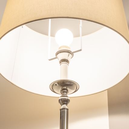 Brilagi - LED grīdas lampa CERIA 1xE27/60W/230V Ø 45 cm spīdīgs hroms/bēšs