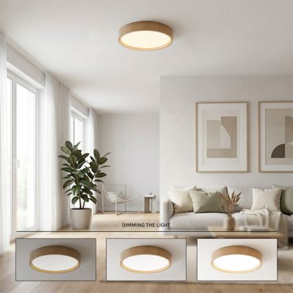 Brilagi - LED dimmējamais griestu gaismeklis MANAROLA SMART LED/24W/230V 3000-6000K Wi-Fi Tuya Beacon Ø 41 cm ozolkoka + tālvadības pults