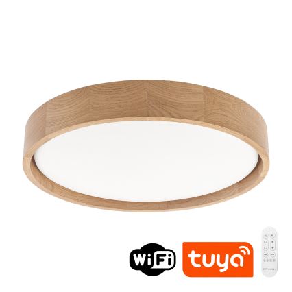 Brilagi - LED dimmējamais griestu gaismeklis MANAROLA SMART LED/24W/230V 3000-6000K Wi-Fi Tuya Beacon Ø 41 cm ozolkoka + tālvadības pults