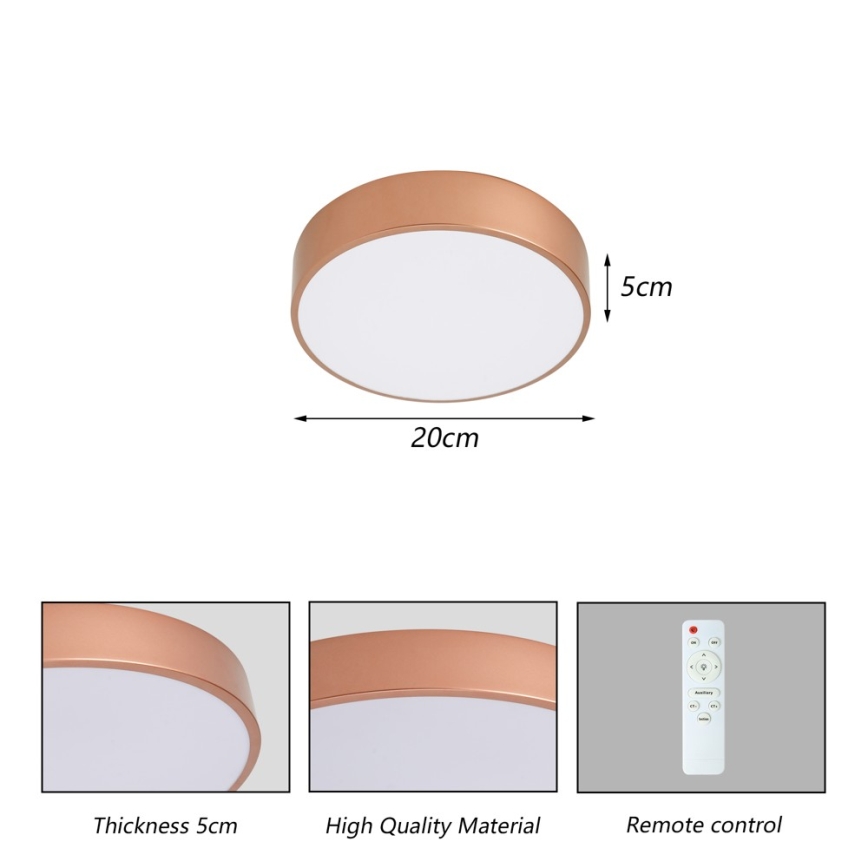 BRILAGI - LED regulējams griestu gaismeklis POOL LED/24W/230V 3000-6000K Ø 20 cm miedzains + tālvadība