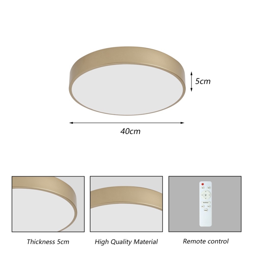 BRILAGI - Regulējama LED griestu lampa POOL LED/48W/230V 3000-6000K Ø 40 cm zelta + tālvadības pults