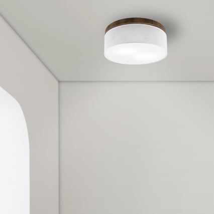 BRILAGI - LED griestu lampa BELLADONNA 2xE27/15W/230V Ø 40 cm balta/ozols valrieksts
