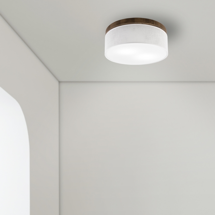 BRILAGI - LED griestu lampa BELLADONNA 2xE27/15W/230V Ø 40 cm balta/ozols valrieksts