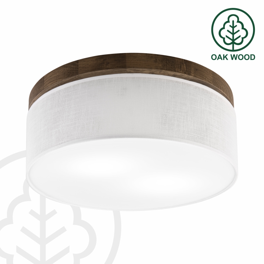 BRILAGI - LED griestu lampa BELLADONNA 2xE27/15W/230V Ø 40 cm balta/ozols valrieksts