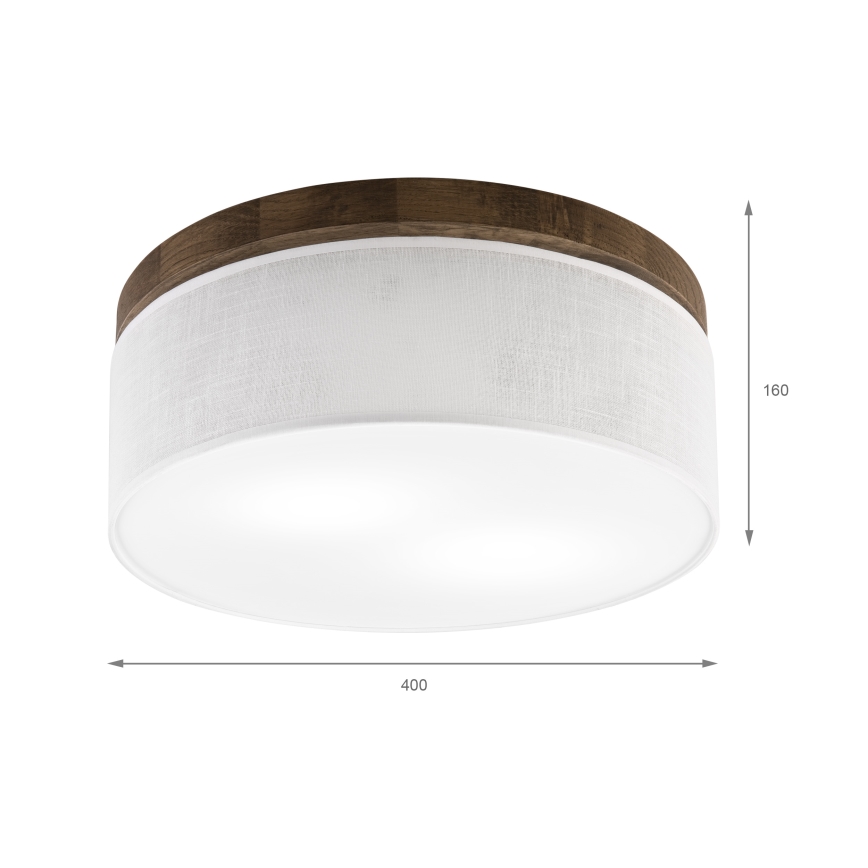 BRILAGI - LED griestu lampa BELLADONNA 2xE27/15W/230V Ø 40 cm balta/ozols valrieksts