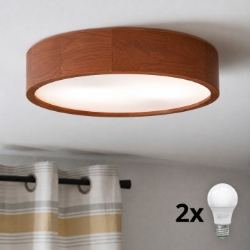Brilagi - LED griestu gaismeklis CARVALHO 2xE27/30W/230V ozols/ķirsis Ø 37 cm