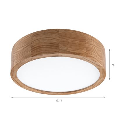 Brilagi - LED griestu gaismeklis CARVALHO LED/20W/230V, ozola apdare, Ø 27,5 cm