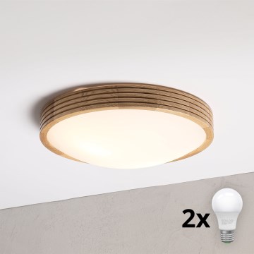 Brilagi - LED griestu gaismeklis CARVALHO MODERN SLIM 2xE27/60W/230V Ø 37,5 cm ozols