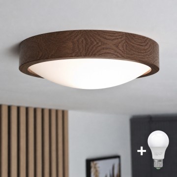 Brilagi - LED griestu gaismeklis CARVALHO SLIM 1xE27/15W/230V ozols/valrieksts Ø 27 cm