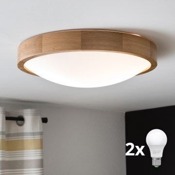 Brilagi - LED griestu gaismeklis CARVALHO SLIM 2xE27/30W/230V ozola Ø 37 cm