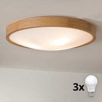Brilagi - LED griestu gaismeklis CARVALHO SLIM 3xE27/15W/230V, ozolkoka, Ø 47 cm