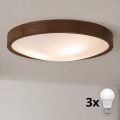BRILAGI - LED griestu gaismeklis CARVALHO SLIM 3xE27/15W/230V ozols/valrieksts Ø 47 cm