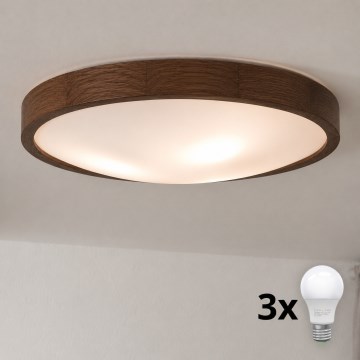 Brilagi - LED griestu gaismeklis CARVALHO SLIM 3xE27/15W/230V ozols/valrieksts Ø 47 cm