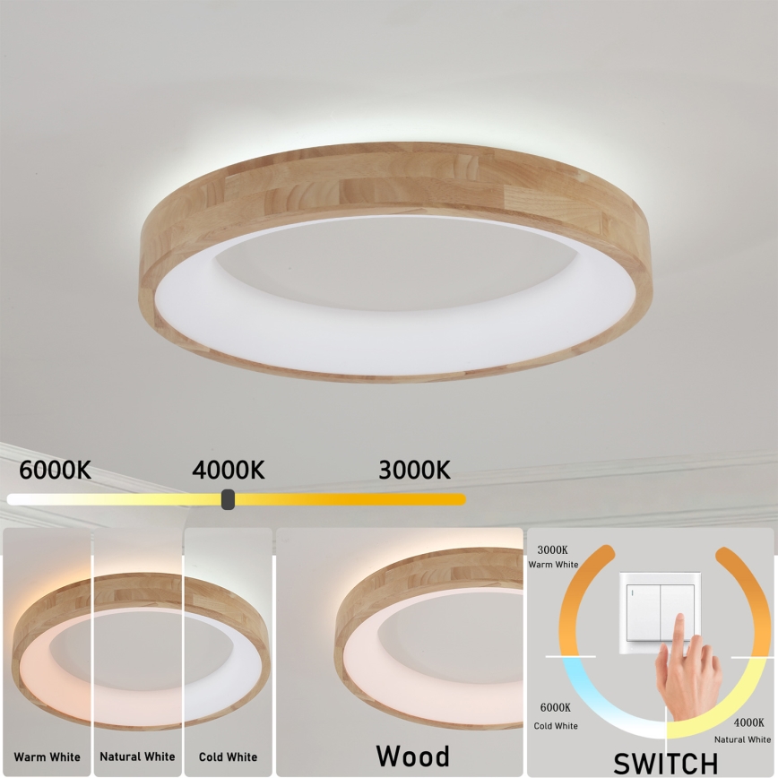 Brilagi - FALCON WOOD koka LED griestu gaismeklis LED/40W/230V 3000/4000/6000K Ø 60 cm