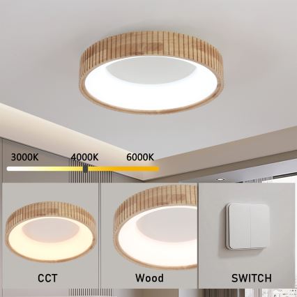 Brilagi - LED griestu gaismeklis FALCON WOOD MODERN LED/30W/230V 3000/4000/6000K Ø 45 cm koka