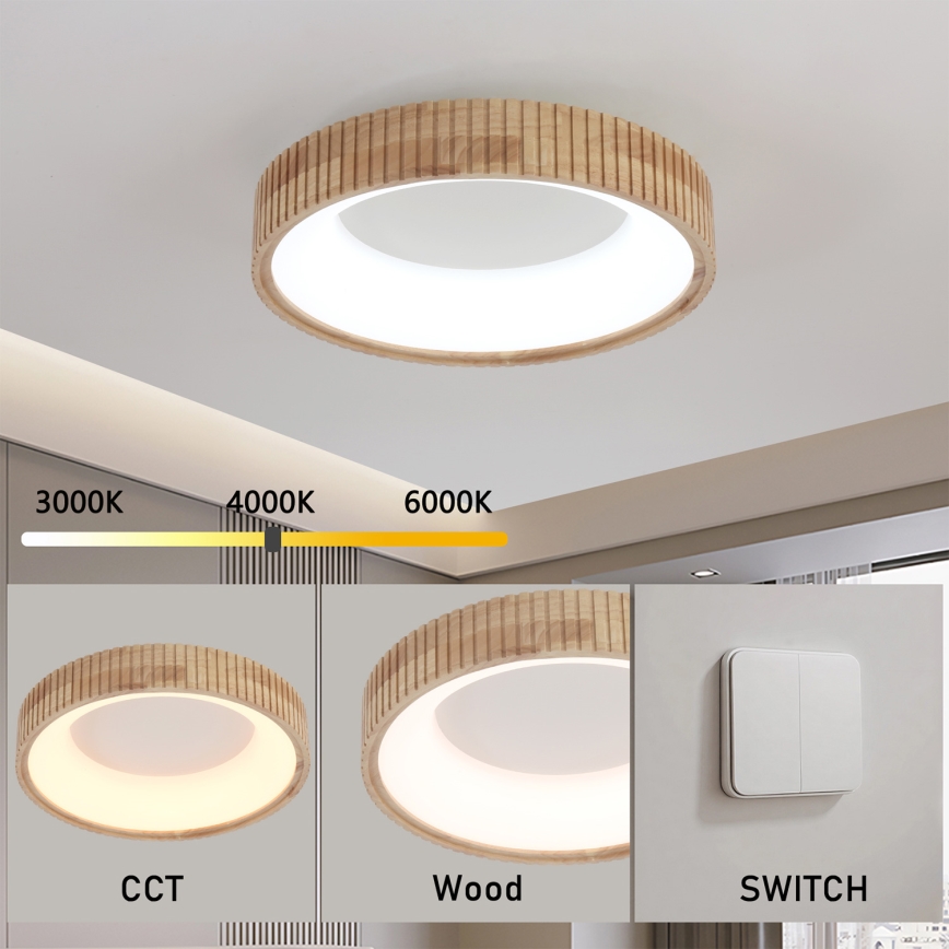 Brilagi - LED griestu gaismeklis FALCON WOOD MODERN LED/30W/230V 3000/4000/6000K Ø 45 cm koka