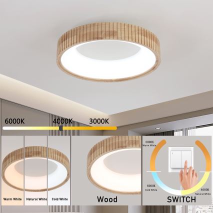 Brilagi - LED griestu gaismeklis FALCON WOOD MODERN LED/30W/230V 3000/4000/6000K Ø 45 cm koka