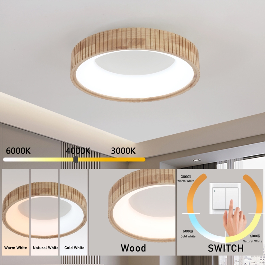 Brilagi - LED griestu gaismeklis FALCON WOOD MODERN LED/30W/230V 3000/4000/6000K Ø 45 cm koka