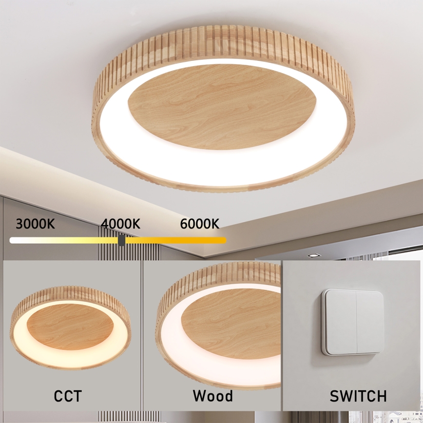 Brilagi - Koka LED griestu gaismeklis FALCON WOOD MODERN LED/40W/230V 3000/4000/6000K, diametrs 60 cm