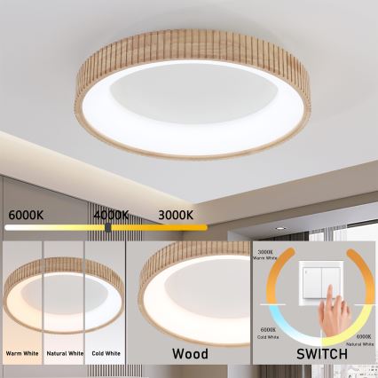 Brilagi - LED griestu gaismeklis FALCON WOOD MODERN LED/40W/230V 3000/4000/6000K Ø 60 cm, koka