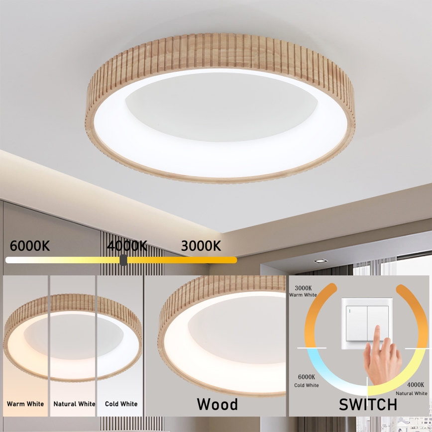Brilagi - LED griestu gaismeklis FALCON WOOD MODERN LED/40W/230V 3000/4000/6000K Ø 60 cm, koka
