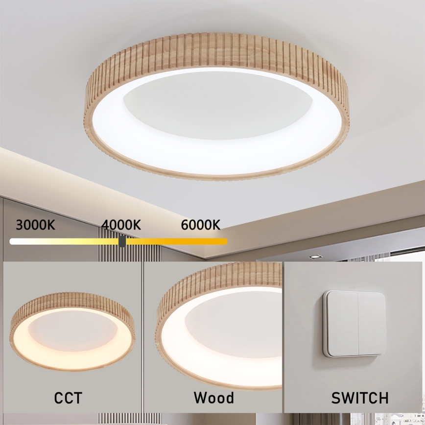 Brilagi - LED griestu gaismeklis FALCON WOOD MODERN LED/40W/230V 3000/4000/6000K Ø 60 cm, koka