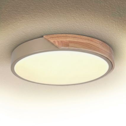 BRILAGI - LED griestu gaismeklis PILANA LED/24W/230V ozols/bēšs Ø 30 cm