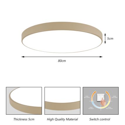 Brilagi - LED griestu lampa POOL LED/100W/230V 3000/4000/6000K Ø 80 cm bēša